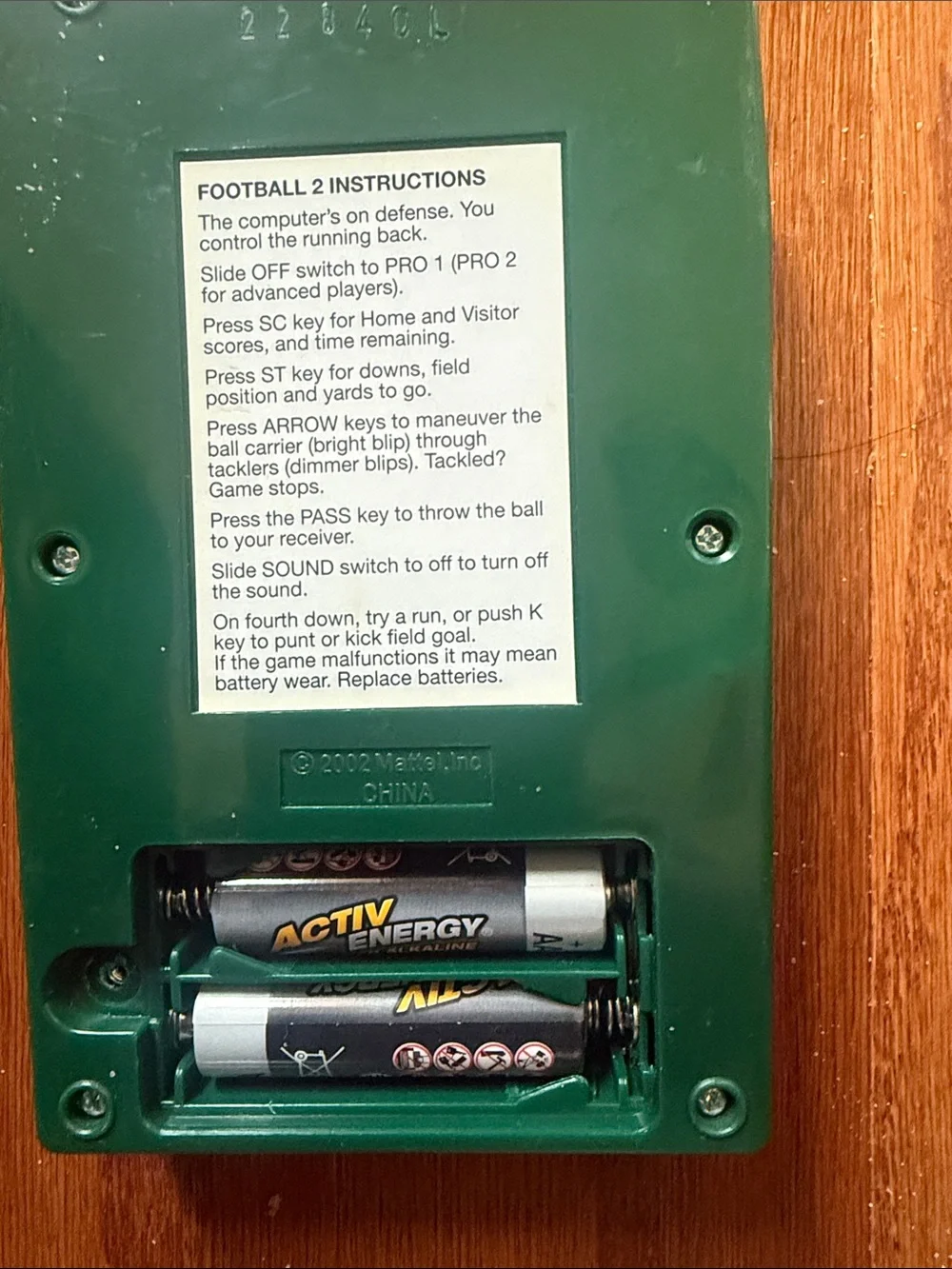 2002 Mattel Classic Football 2 Electronic Handheld Game Tested Works